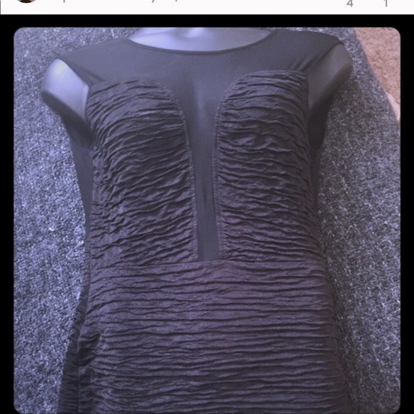 Timely size XL ballet pink & black waffle like mini dress with mesh back & front - Picture 7 of 9